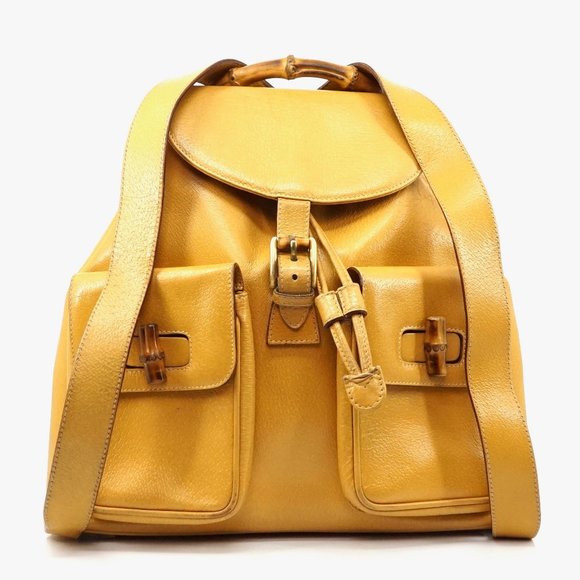 Gucci Handbags - Auth Gucci Back Pack Yellow Leather #1218G22